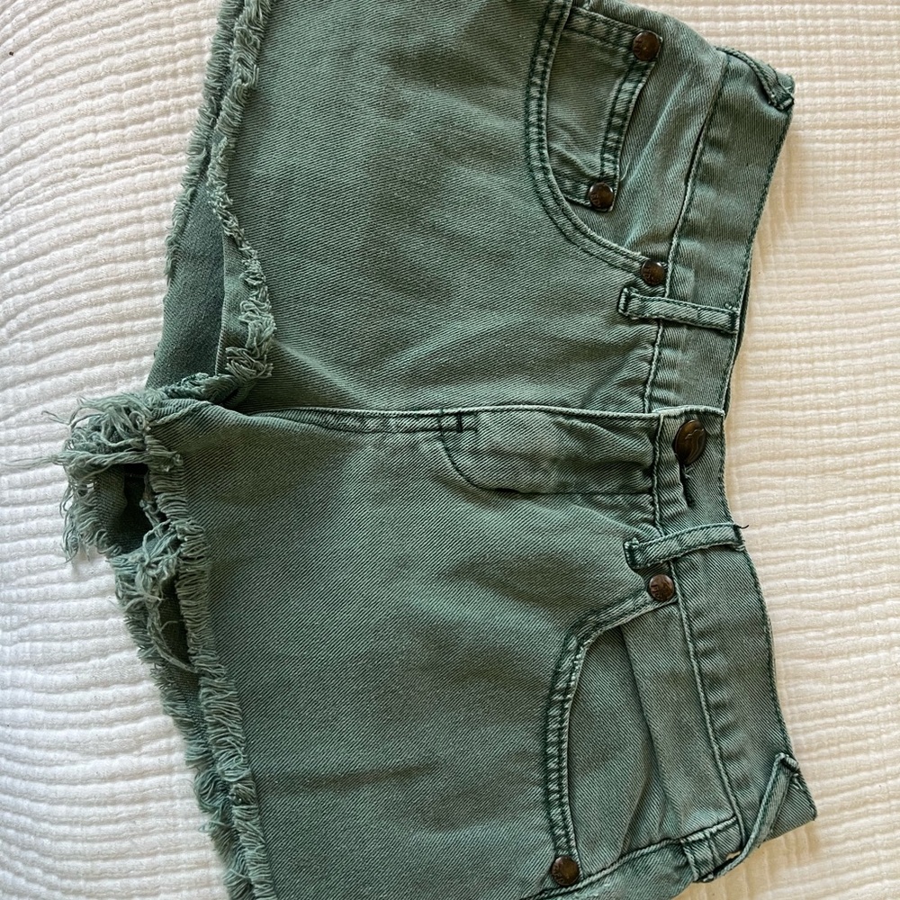Green Jean Shorts